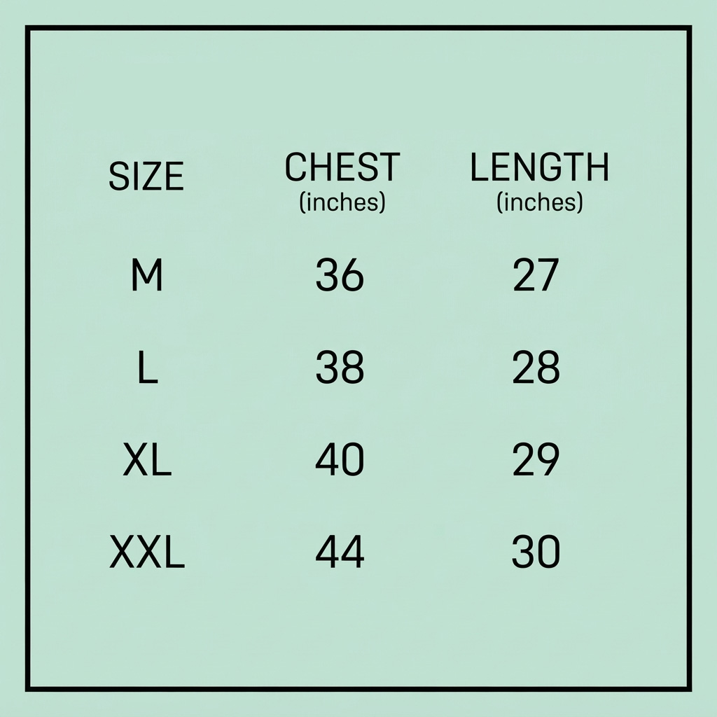 Size chart for Mesh fabric full sleeve t shirt - Combo